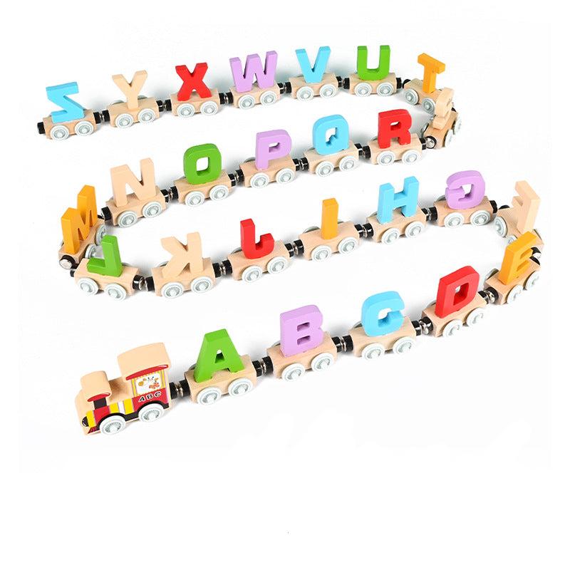 Montessori wooden magnetic railway